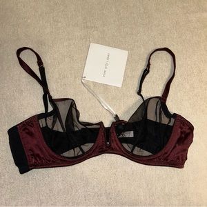 Mimi Holliday Bra‎ Underwire Burgundy Black Unlined Size 32C